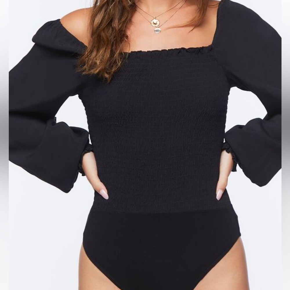 Forever 21 Woven Top /bodysuit (Black) Size Small